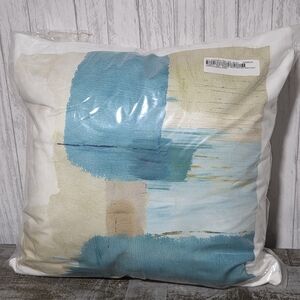 Stupell Industries Teal Shapes Abstraction Blue Square Outdoor Throw Pillow